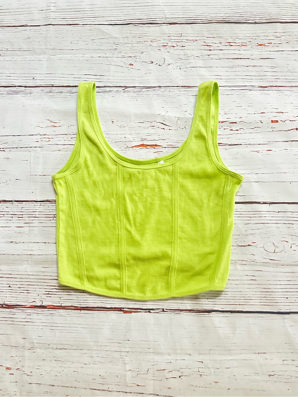 Pacsun Lime Ribbed Tank Top, Corset Style! Size Medium